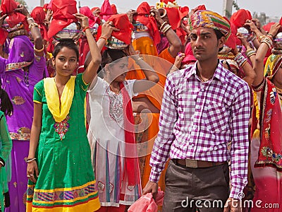 Start of a Hindu Procession Editorial Stock Photo